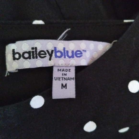 Bailey Blue Fit and Flare Polka Dot Dress Black White Medium - Picture 11 of 13